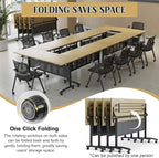 Conference Table,55.1''Folding Conference Room Table for 4-12 People,Mobile Flip Top MeetingTraining Table with Different Coulor and Styles for Offices, Classrooms,Meeting Room (6, 61''E)