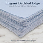 Wanderings 50 Pack Blue A6 Handmade Deckled Edge Cotton Paper - Cold Pressed Texture - Paint, Watercolor, Writing, Printer - Cards, Wedding Invitations, Menus, Arts and Crafts. 150gsm - 10.5x15 cm