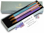 FANSTIK Customized BallPoint 3-pack pens set with name (MADE IN USA), Fancy Pen Set for Women, Thank you gift for woman, Luxury engraved pens personalized for women, (BallPoint Fancy Set)