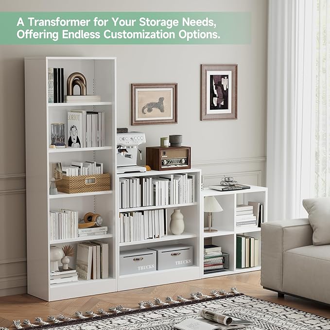 IRONMIX Metal 4 Cube Storage Organizer with 2 Storage Basket, Short Bookshelf with Storage, Horizontal Bookshelf, 2 Tier Open Bookcase Cube Shelf for Home Office Library (White, 700 with Basket)