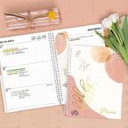 SUNEE 2026 Weekly and Monthly Planner - from January 2026 - December 2026, Daily Agenda Planner with Monthly Tab, Flexible Cover, Note Pages, Pockets, Bookmark, Spiral Binding, Pink Breeze, 8.5"x11"