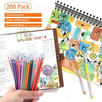ZSCM 200 Colors Gel Pen Ink Refills, Glitter Neon Gel Ink Pens Refills Replace Cartridges for Adult Coloring Books Journaling Women Gifts, No Repeats