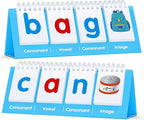 CVC Word Flip Chart - Double Sided 40 Short Vowel Word Flashcards, Freestanding, Educational Learning Tool for School Supplies