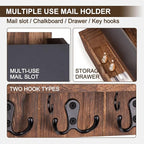Lucundm Mail and Key Holder Wall Mount with Storage Drawer – Modern Wooden Mail Organizer for Wall Entryway, 7 Key Hooks & Chalkboard Panel – Stylish Home Decor for Apartments, Living Room, Office