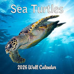 2026 Sea Turtles Monthly Wall Calendar | Cute Animals Sea Creatures Calendar 2025-2026
