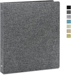 Vienrose 3 Ring Binder 1 Inch Round Rings with Linen Fabric Cover, Fits 8.5 x 11 Inch Paper, Durable Organizer for School, Office, Home, Recipes, Darkgrey