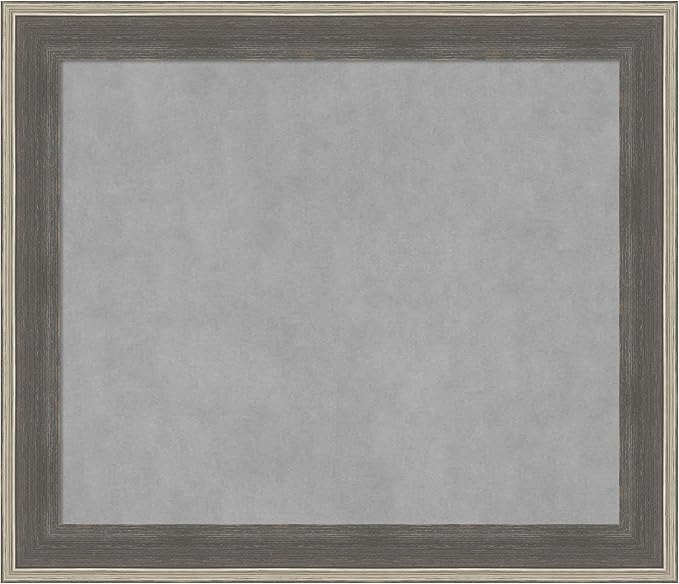 Amanti Art Grey Framed Magnetic Board 25x29 Medium Vision Board for use with Magnets, 100% Metal Sheet to Display Items as Office Decor or for Home Organization in mudroom, Kitchen or Kids Room