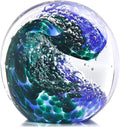 LCCCK Hand Blown Glass Ocean Waves Glass Ball Beach Office Decor, Blue Glass Paperweight Ideal Beach Decorations for Home, Suitability Seaside Villa Aquarium Ocean Lover's Gift