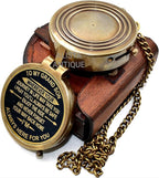 Vintage Brass Pocket Compass Gift for Grandson “to My Grandson” Engraved Compass with Leather Case & Chain | Meaningful Keepsake for Grandson | Birthday Gift | Graduation Day Gifts