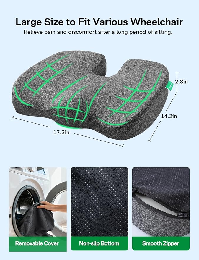 Medisana Gel Wheelchair Cushions for Pain Relief, GC 100 Seat Cushion for Tailbone, Sciatica, Back & Hip Support and Pressure Sore, Ergonomic Office Chair Cushion for for Seniors and Adults