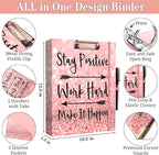 Lateefah 3 Ring Binder, 1 Inch Binder Organizer for Letter Size(8.5'' x 11'') with 5-Tab Dividers and Pockets, File Folders with Low Profile Clipboard for Office, School Supplies