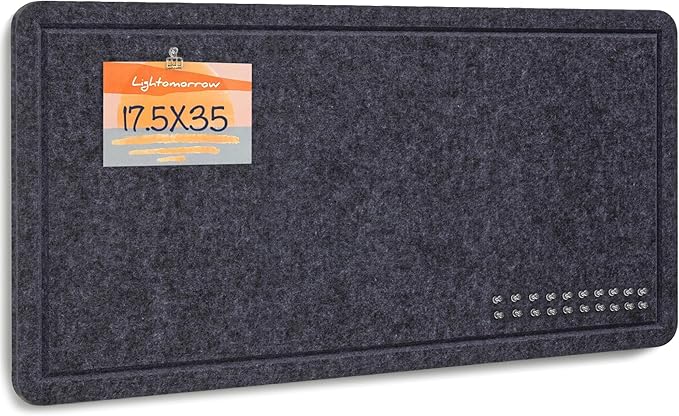 Lightomorrow Bulletin Board, 35 x 17 1/2 inches Felt Board - Decorative Pin Board, Cork Board Alternative for Wall, Foldable Self-Adhesive Vision Board Prayer Board with 20 Pushpins Dark Gray