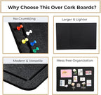 DexBoard 60 x36 inch Large Bulletin Board for Wall | Felt Pin Board with 30 Push Pins | Foldable Picture Display Board for Home, Office & School | Self-Adhesive Mounting (Black)