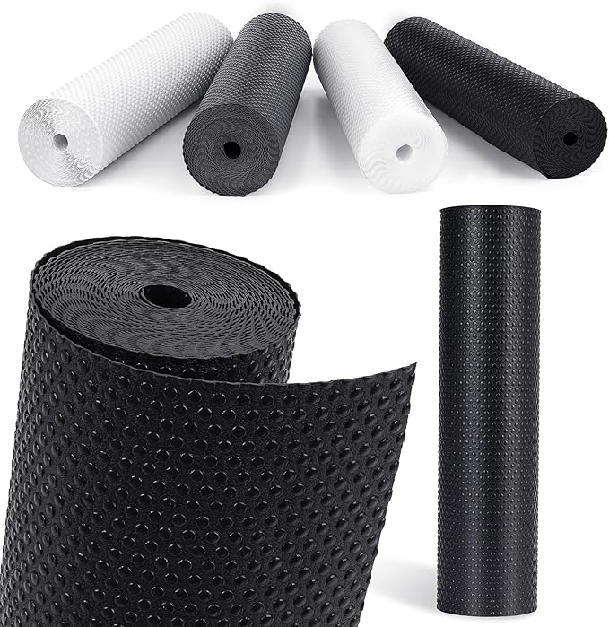 MooiFun Drawer Liners, Waterproof Shelf Liner, Anti-Slip Non-Adhesive BPA Free Kitchen Cupboard Cabinet Liner Refridge Fridge Mats Sink Protector Strong Durable for Home (Black/23.6in x 20Ft)