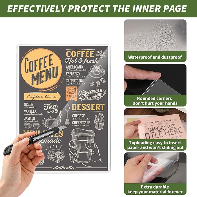 10 Pack 11" x17" Hard Plastics Sheet Protector, Rigid Print Protectors, Clear Waterproof Protectors, Paper Sleeves Photo Plastic Sleeves Hard Plastic Document Holder, Birth Certificate Protector