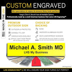 Personalized Name Plate with Choice of Mounting Holders for Walls, Doors, Cubicles, Hanging and More - Custom Yellow Plastic Black Letters - USA Made 2x10 - B4