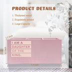 Exqcom Pink Christian Makeup Brush Holder, Daughter of the King Bible Verses Pen Holder Organizer for Dorm Bedroom Desk Accessories, Pink Preppy Toothbrush Holders for Girly Bathroom
