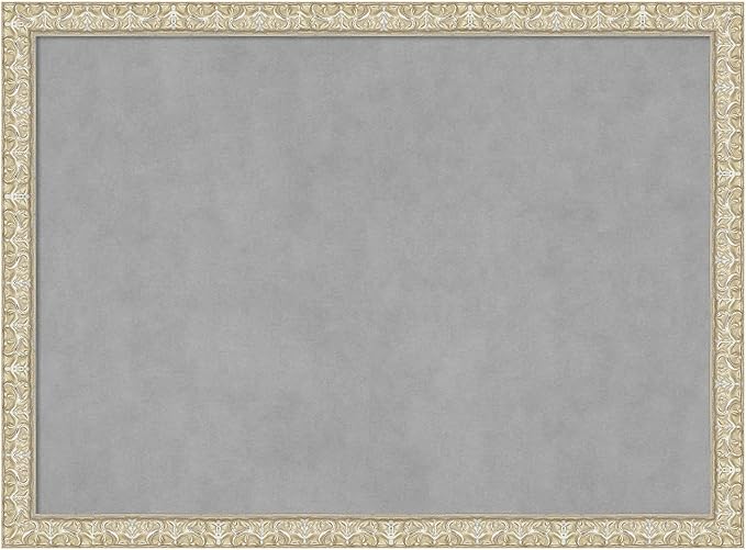 Amanti Art Silver Framed Magnetic Board 22x30 Medium Vision Board for use with Magnets, 100% Metal Sheet to Display Items as Office Decor or for Home Organization in mudroom, Kitchen or Kids Room