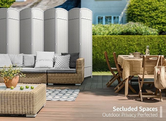 Sorbus 8 Panel Room Divider 6 ft. Tall - Privacy Screen, Extra Wide Double Hinged Panels, Mesh Hand-Woven Design, Partition Room Dividers and Folding Privacy Screens, Wall Divider for Room Separation