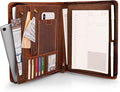 JinRuiKJ Leather Portfolio for Men, Business Portfolio Binder for A4/Pad, Leather Portfolio Folder Organizer with Notepad Holder, Card Slots, Pen Loop, 10 x 13 in, Professional Gift Set - Light Brown