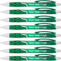 SyPen Personalized Ballpoint Pens With your Custom Logo or Text-300 Pack Bulk-for Businesses, Parties, and Events, Custom Printed, Vivid Colored Translucent Barrel, Click Pens, Black Ink, Green Pens
