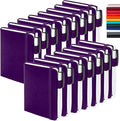 feela 15 Pack Pocket Small Notebooks Bulk, Mini Cute Notepads Hardcover College Ruled Lined Journals with Pen Holder for School Business Memos, with 15 Black Pens, 3.5”x 5.5”, A6, Purple