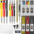Nicpro 18 Pack Carpenter Pencils Mechanical, Construction Pencils with 60 Refill, Automatic Center Punch and Carbide Scribe Tool, 2.0mm Mechanical Pencil for Woodworking, Best Carpenters Marking Tool