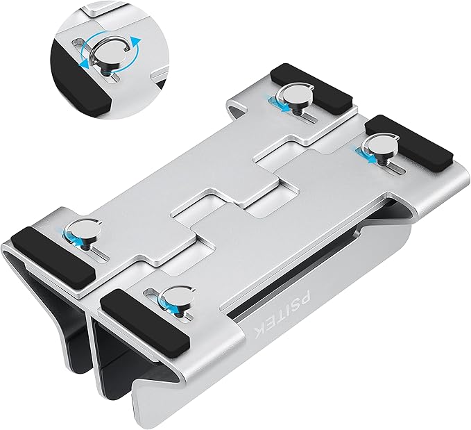 Psitek Aluminum Dual Vertical Laptop Stand Dock Holder, Supports 2 Devices, Adjustable Slot Width 15-36mm, Space-Saving Upright Storage for MacBook and Laptops