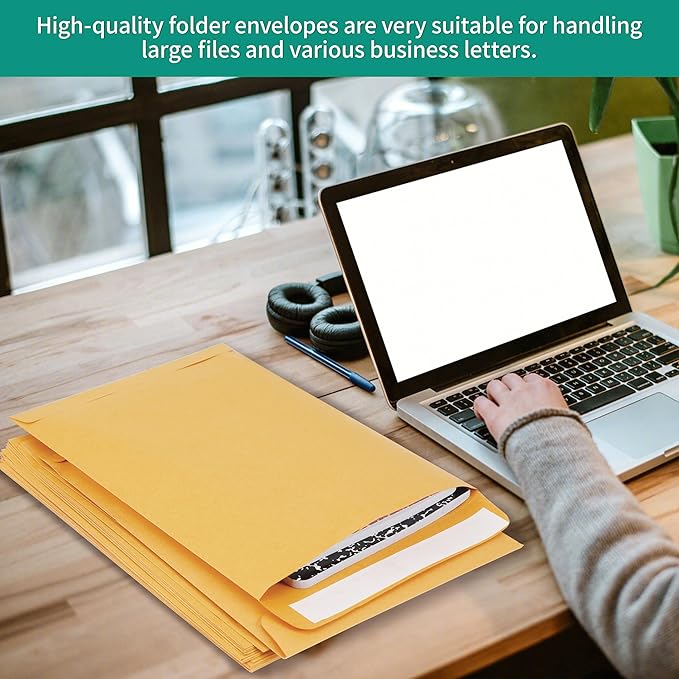 9x12 Catalog Mailing Envelopes - 100 Count, Self Seal Stay Flat Brown Kraft Envelopes, Heavy Duty Shipping Mailers for Documents, Photos & Letters, Peel & Seal Closure
