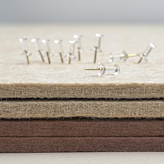 Bulletin Board, 36 x 24 inches Felt Board - Decorative Pin Board, Cork Board Alternative for Wall, 3' x 2' Foldable Picture Board Self-Adhesive Vision Board with 20 Pushpins - Saddle Brown