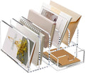 SANRUI Acrylic Mail Sorter Desktop Organizer Holder with Drawer, 5 Compartments Clear Small File Script Letter Document Storage for Desk Bill Filling Envelope Holder Office, Home, School Organization
