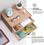 Kirigen Drak Wooden Office Storage Drawers Shallow Type - Desktop Filing Organization for Machine Printer Stand (BR, 2-Layer&2 Drawers)
