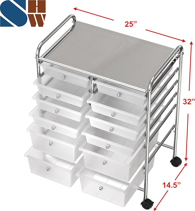 Simple Houseware Utility Cart with 12 Drawers Rolling Storage Art Craft Organizer on Wheels