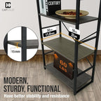 CAPHAUS 4 Tier Bookshelf, 24 Inch Width Free Standing Shelf, Bookcase Shelf Storage Organizer, Industrial Book Shelves for Home Office, Living Room, Kitchen, Dark Grey Vintage Shelves & Metal Frame