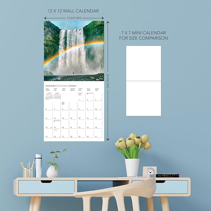 Graphique 2026 Chasing Rainbows Wall Calendar | 12” x 12” | Thick Paper | Home & Office Organizer | Large Monthly Grid | 3 Languages & Marked Holidays | 4 Month Preview Page for 2027