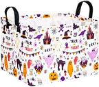 FUULOXE Halloween Gifts Empty Basket Boo Cube Organizer Bins Trick or Treat Spooky Basket Stuffers for Boyfriend Dual Handles for Closet Shelf