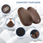 Skechers Seat Cushion, Ergonomic Memory Foam Cushion for Long Sitting Hours on Office & Home Chair, Car Seat Cushion for Sciatica, Coccyx Cushion,Brown