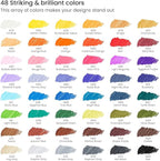 ARTEZA Inkonic Fineliners Pens, Set of 48, 0.4 mm Fine Tip Markers, Water-Based Art Pens for Drawing, Sketching, Journaling, Calligraphy