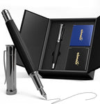 WEMATE Fountain Pen Set, Fine Nib with 20PCS 2.6MM Ink Cartridges(10 Black&10 Blue),1 Ink Converter, Nice Luxury pen for Men, Women, Cool Wooden Fountain Pen for Writing, Journaling, Calligraphy
