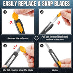 TIFICAL 4 Pack Box Cutter Retractable, Utility Knife 9MM Wide Snap-Off Blades, Exacto Knife for Cutting Box, Wrapping, Cardboard, Extended Razor Knife, Box Opener Perfect for Office, Home, School