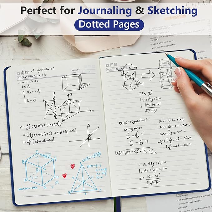 PERCUN Dotted Journal Notebook for Men & Women, 160 Pages Dot Grid notebook for Note Taking, Bullet Journaling Notebook for Work, School, Travel, Writing, A5 Hardcover 5.9" x 8.5" (Navy)