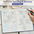 PERCUN Dotted Journal Notebook for Men & Women, 160 Pages Dot Grid notebook for Note Taking, Bullet Journaling Notebook for Work, School, Travel, Writing, A5 Hardcover 5.9" x 8.5" (Navy)