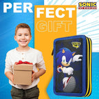 SONIC THE HEDGEHOG Pencil Case for Kids Stationery Set Pens Colored Pencils Mini Notebook School Supplies Gamer Gifts for Boys