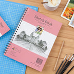 Elan A4 Sketchbook, 80 Sheets Italian Paper 80 lb/120 GSM, Acid-Free Sketch Book 11.7x8.3 Inch, White Drawing Paper Pad, Spiral Bound Sketchbook A4