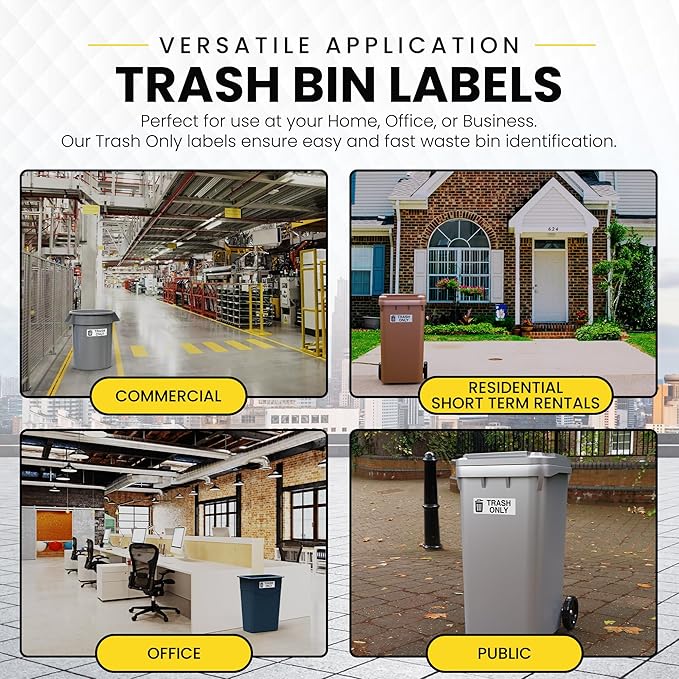 Recycle Trash Compost Sticker Set – Heavy-Duty Trash Bin Labels - 3-5 Year Indoor/Outdoor Rated - Weather Proof, Ultra Durable - USA Made (6x2 inch), 10 Labels of Each, 30 Total