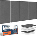 BUBOS 4 PCS Acoustic Panels,23.6''x11.8'' Fabric Soundproof Wall Panels,Self-adhesive Sound Absorbing Panels for Studios, Office, Home Theater,Fabric-Clad Grey