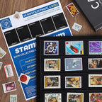 120 Pockets Stamp Album - Mixed Sizes Double-side Pages Artificial Leather Postage Stamp Holder Storage Book for Currency Banknotes Paper Folding Money Bills Documents Collection Black AS03MX1BK