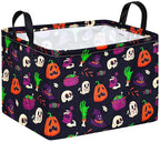 FUULOXE Halloween Ghost Storage Basket with Handles Pumpkin Open Gifts&Candy Spooky Basket stuffers for Kids Baby Collapsible Women Organizer Bins Toys Boxes for Shelves Home Office