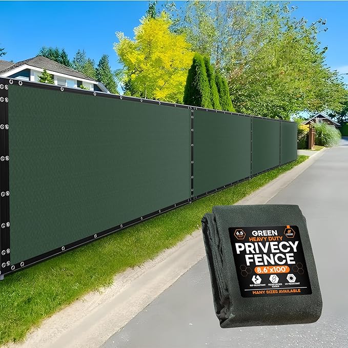 Xpose Safety Privacy Fence Screen 8.5’ x 100’ – Heavy Duty Green Mesh with 90% Visibility Block, UV Protection – for Garden, Yard, Nursery, Kennel, Dog Run, Greenhouse