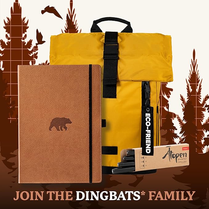 Dingbats* - Wildlife A4 Lined Notebook - Extra Large Hardcover PU Leather Journal - for Work, Travel - Pocket, Elastic Closure, Pen Holder, Bookmark